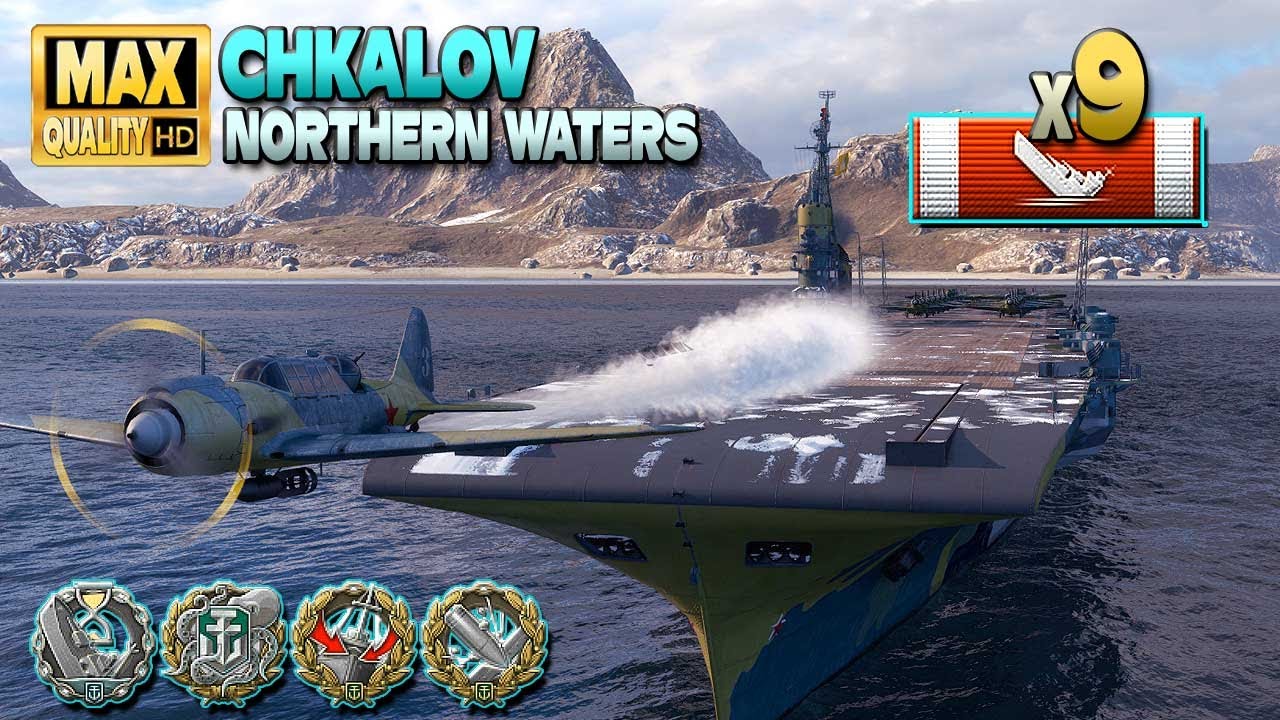 Авианосец Чкалов: на карте Северные воды уничтожено 9 кораблей - World of Warships