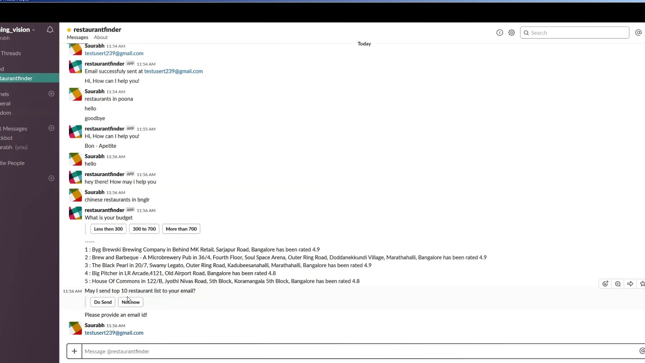 Demo: RASA bot integration with slack