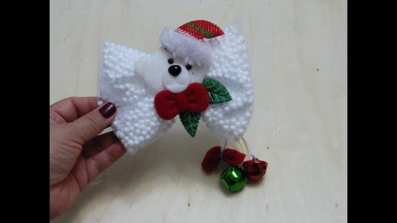 🎀 Como Hacer Moño  Navideño para Niñas con NIEVE ARTIFICIAL🎀