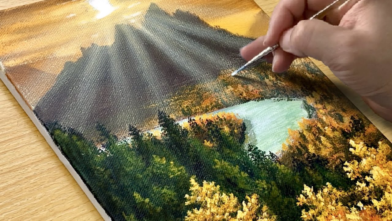How to Draw Autumn Scenery / Acrylic Painting for Beginners