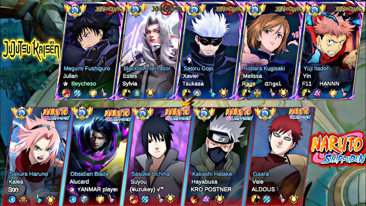 JUJUTSU KAISEN SQUAD VS NARUTO SHIPPUDEN SQUAD (5V5) | BATTLE OF ANIME'S SKIN WHO WIN? 