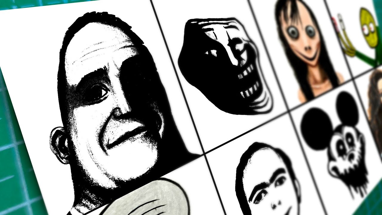 Drawing 8 Most Disturbing Internet Horror Characters | Creepy Meme Art