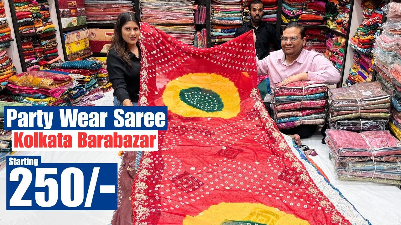 Georgette/ Dola/ Fandy/ Tissue Party Wear Saree Collection From Mehendi in Kolkata Barabazar