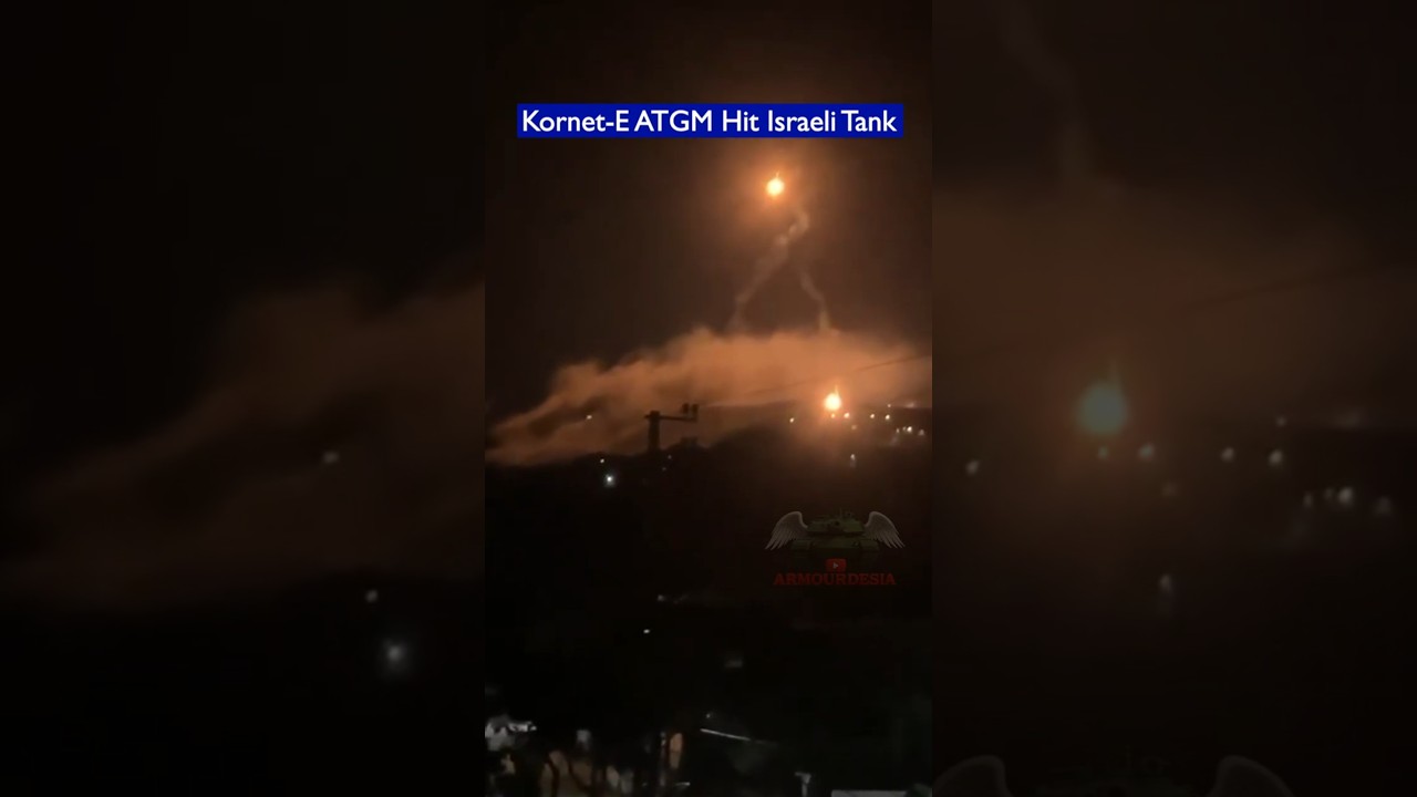 Hezbollah Kornet-E ATGM Hits Israeli Tank Near Ali al-Taher