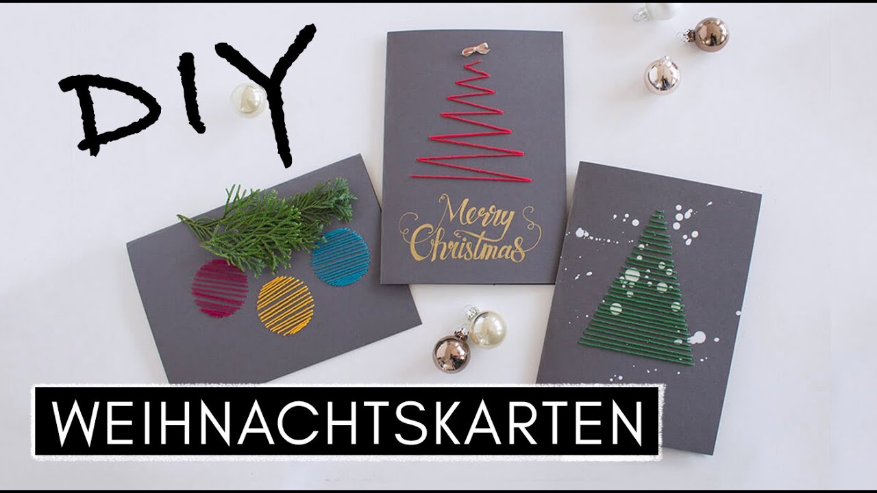 3 DIY Weihnachtskarten selber gestalten - Papier besticken, Stempeltechnik & Karten mit Stoffresten