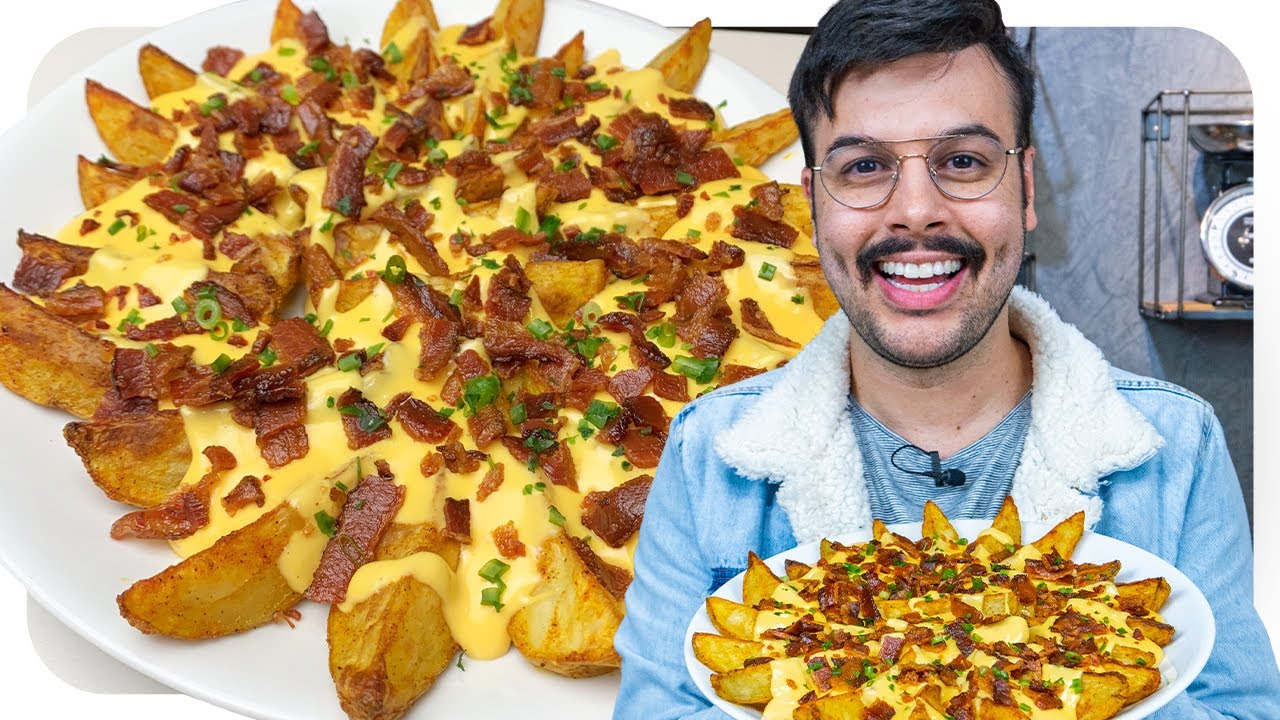 BATATA COM MOLHO CHEDDAR E BACON FÁCIL DE FAZER | Thigas Ribeiro