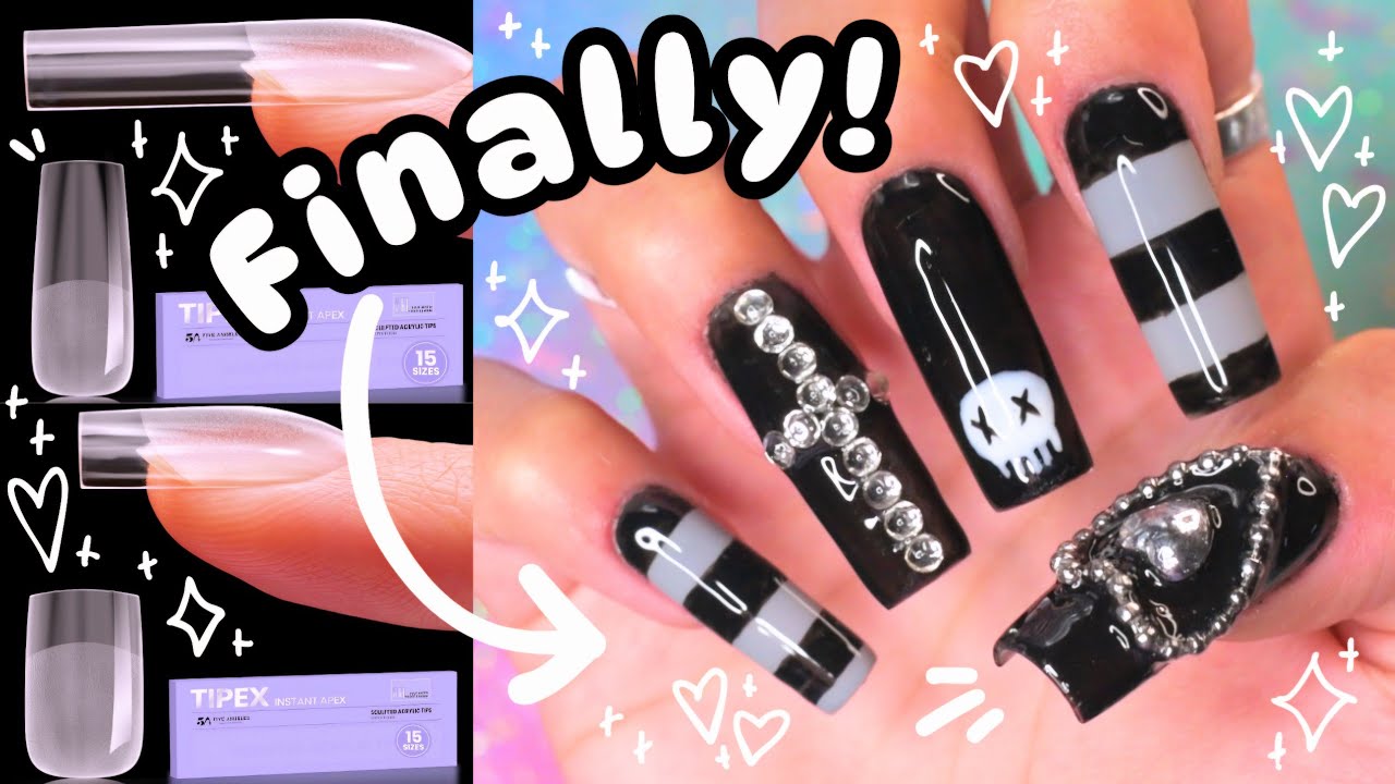 ⁺‧₊˚🩶 NEW TIPEX Shape & Length!!! ☠️ Strongest Full-Cover Nail Tips.🖤 ˚₊‧⁺