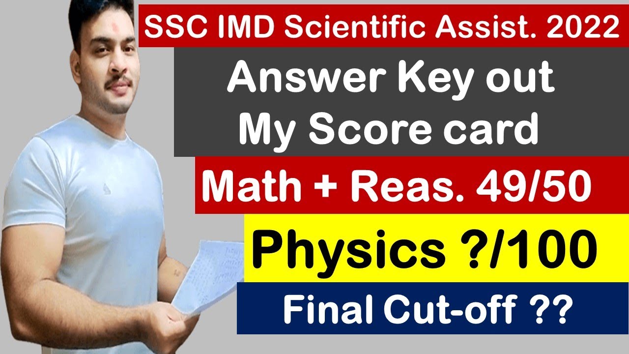 SSC IMD Scientific Assistant 2022 || Result Out || My Score Card & Cut-Off