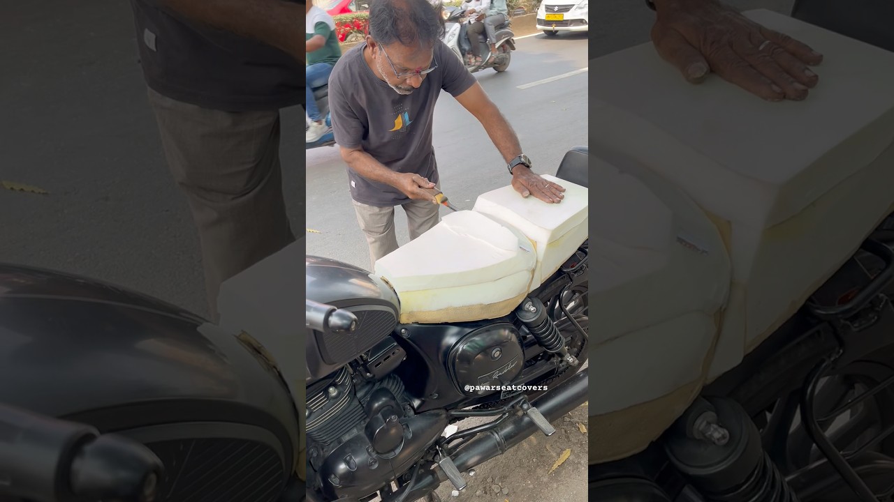 Yezdi Roadster seat Modification #yezdiroadster #seatmodification #seatmaker #pawarseatcovers