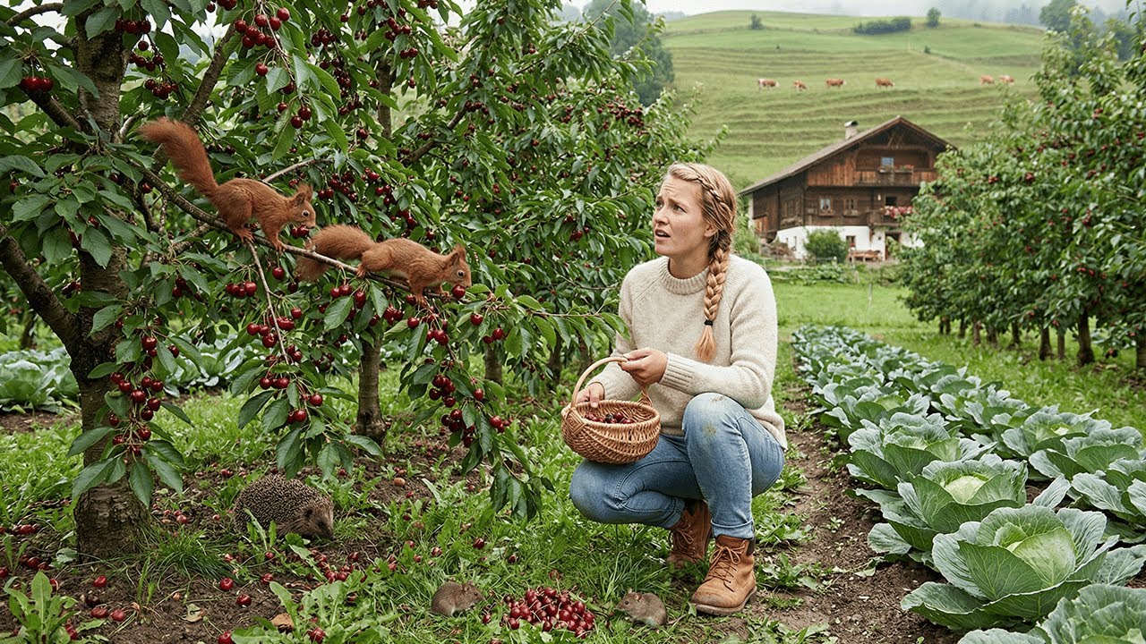 Bountiful Fruit & Vegetable Harvest in the Fields, wild animals are disturbing my cherry garden.
