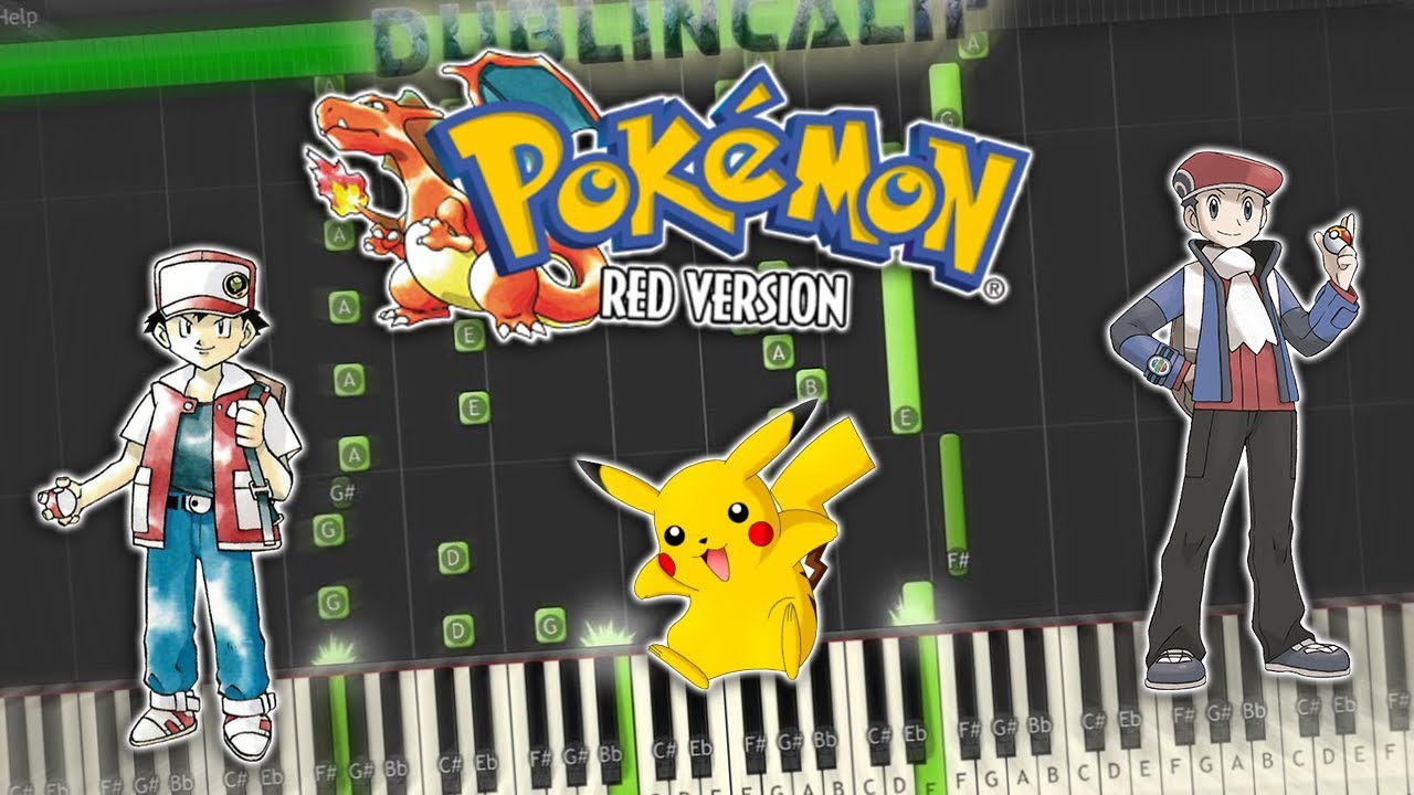 Pokemon Red, Blue, Yellow - Trainer Battle Theme Piano Tutorial Synthesia