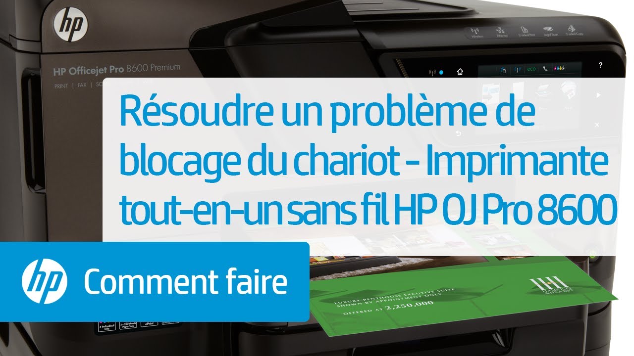 Résoudre un problème de blocage du chariot - Imprimante tout-en-un sans fil HP Officejet Pro 8600