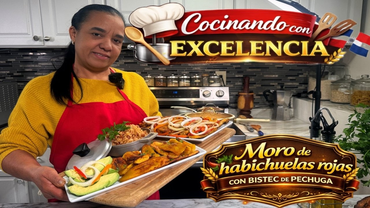 MORO DE HABICHUELAS ROJAS con BISTEC DE PECHUGA 🤤🇩🇴 ¡Comida Criolla Completa!