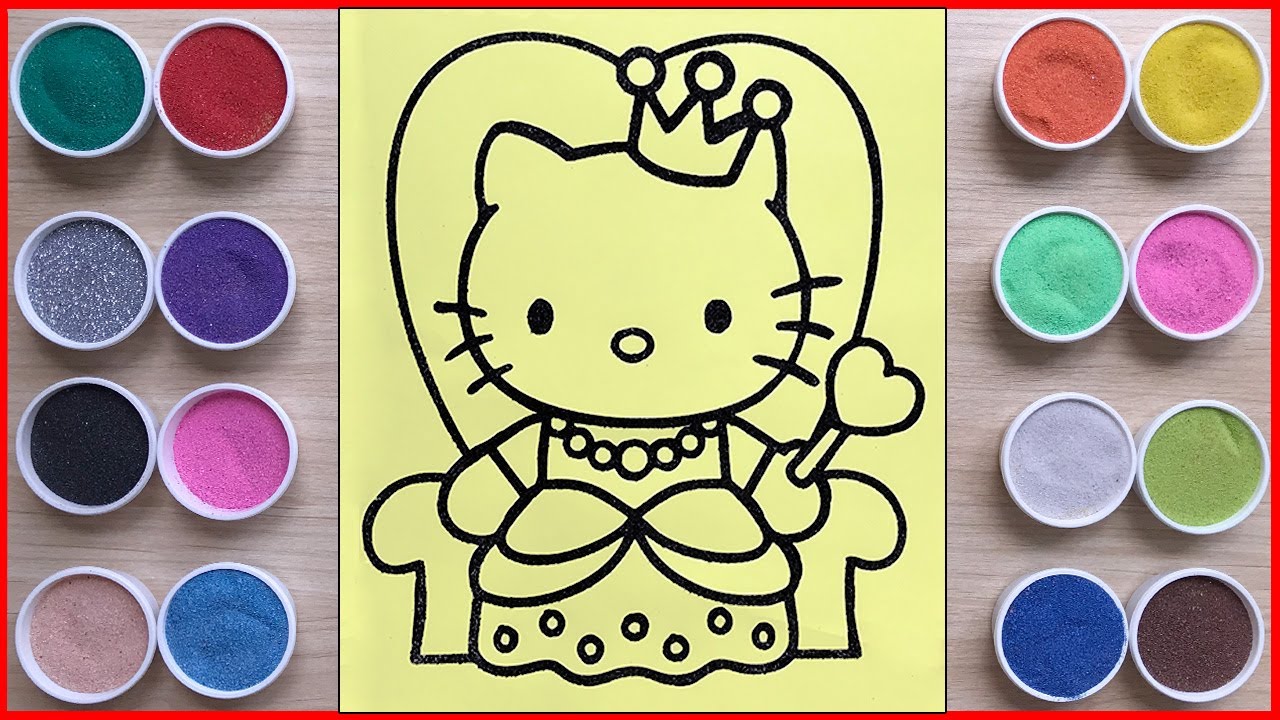 TÔ MÀU TRANH CÁT NỮ HOÀNG HELLO KITTY OAI PHONG - SAND PAINTING KITTY QUEEN (Chim Xinh channel)