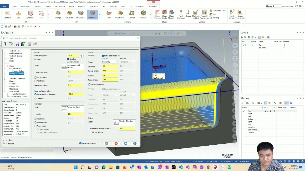 How to optimize the Waterline Toolpath in Mastercam 2023