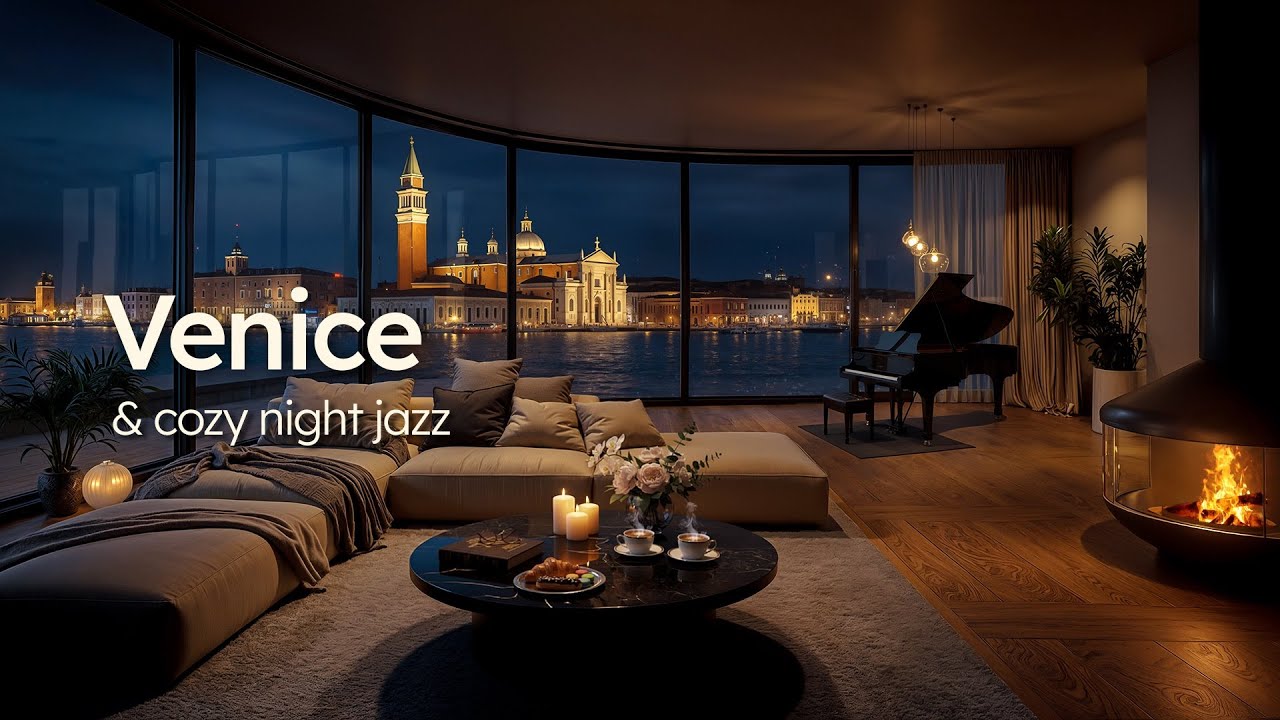 Cozy Ambience in Venice | Luxury Apartment with Smooth Jazz Music & Fireplace Sounds for Work, Study
