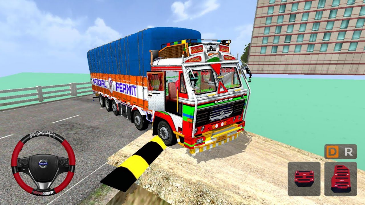 Ashok Leyland over Load Lorry | Indian Traffic Speed Breaker 😱 | Bus Simulator Indonesia (BUSSID)