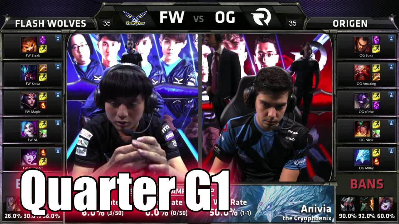 Origen vs Flash Wolves Game 1 | Quarter Finals LoL S5 World Championship 2015 | FW vs OG G1 Worlds