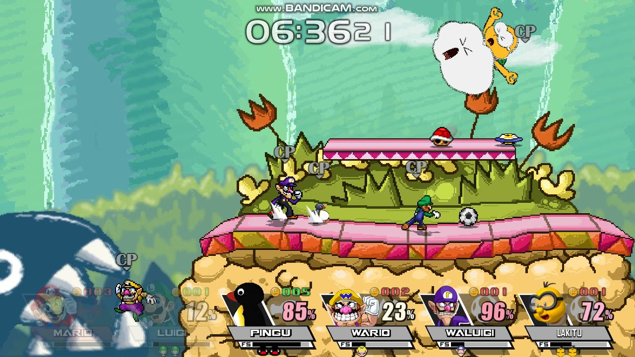 Super Smash bros Crusade 0.9.4a Mods: Mario vs Luigi vs Pingu vs Wario vs Waluigi vs Lakitu