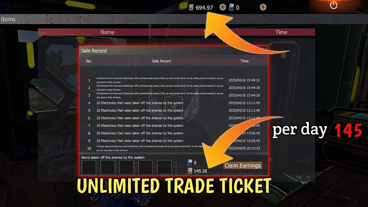 UNLIMITED TRADE TICKET PER DAY - 145 ( FOR FREE ) OPERATION BASE IN last island of survival #rdxnul