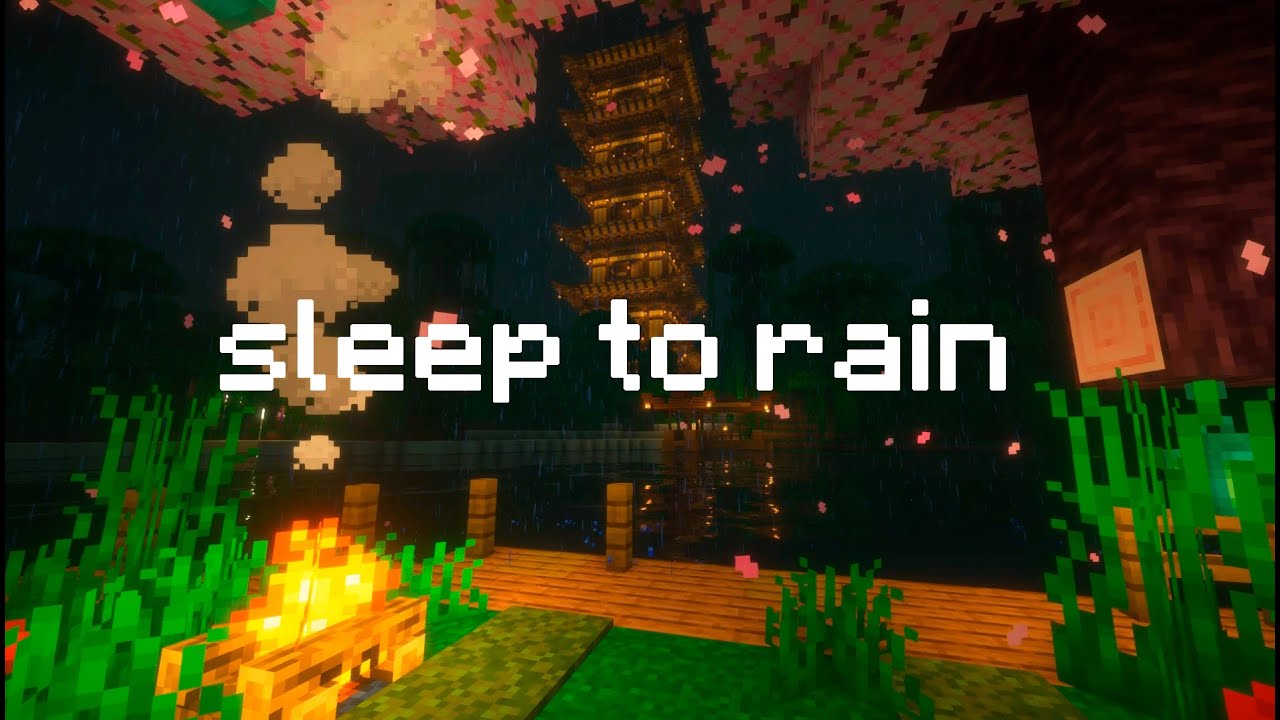 Sleep to Rain & Fireplace in Minecraft — Relaxing Music for Deep Sleep