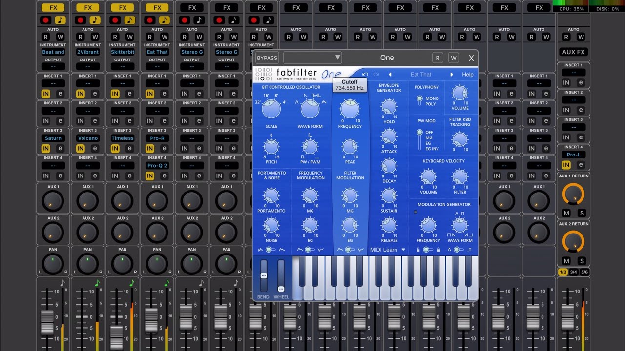 Auria Pro Fabfilter Pro Plug-ins Synth One Twin2 FX Timeless2 Volcano2 Saturn2 Pro R reverb iOS iPad