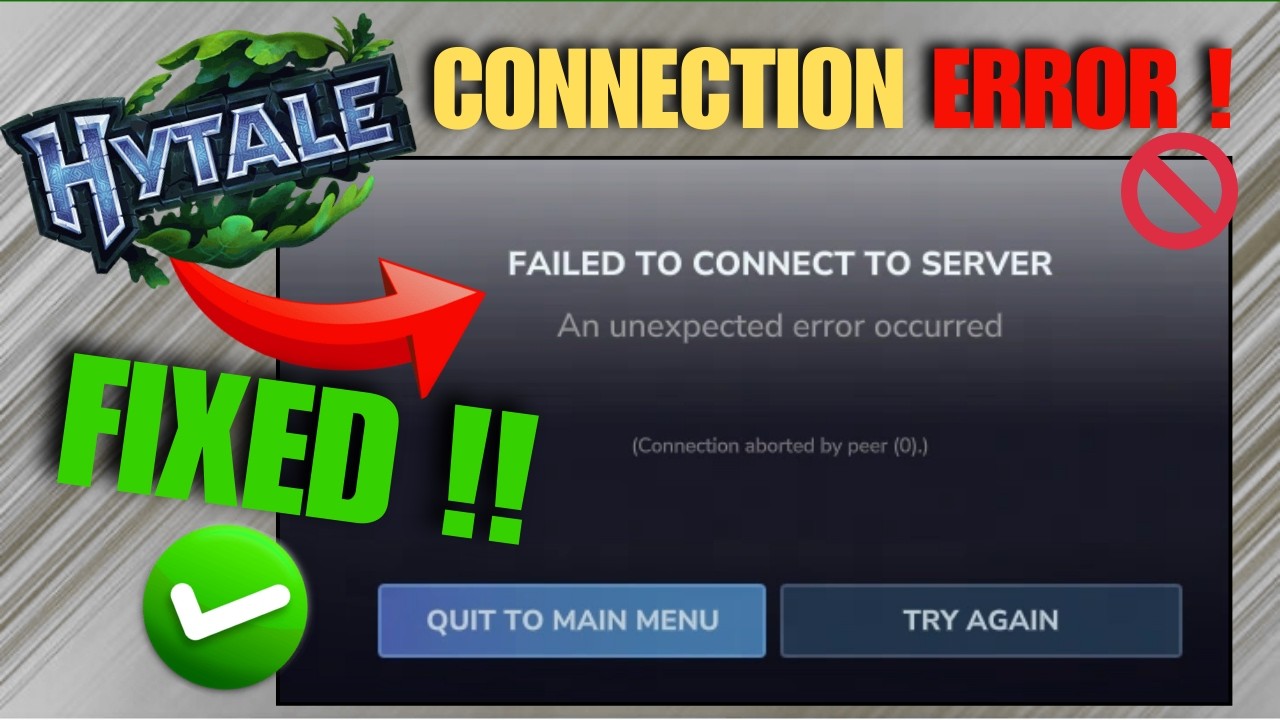 How to FIX Hytale &ldquo;Connection Aborted by Peer&rdquo; Error 2026 | 100% Working Fix !!