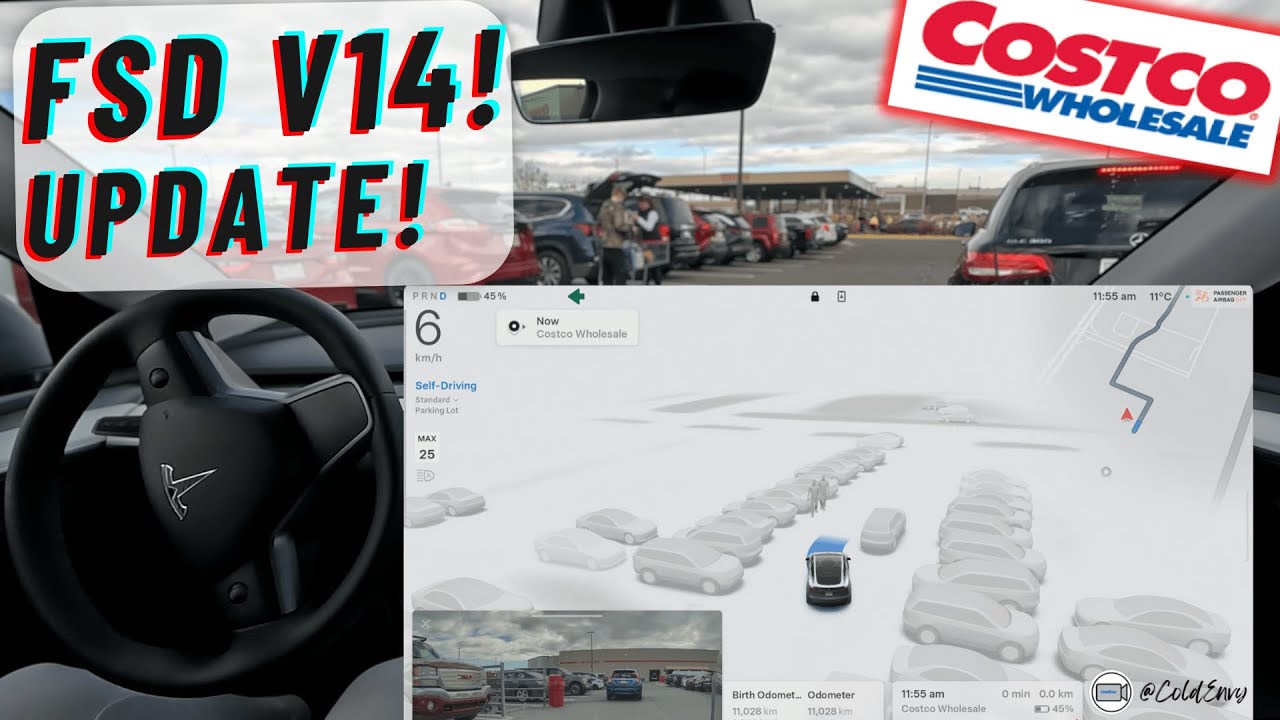 Tesla FSD V14.1.4: первые впечатления | Парковка Costco