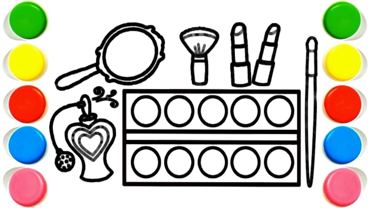 Как нарисовать милый набор косметики. Рисование, живопись и раскрашивание для детей и малышей. Де...
