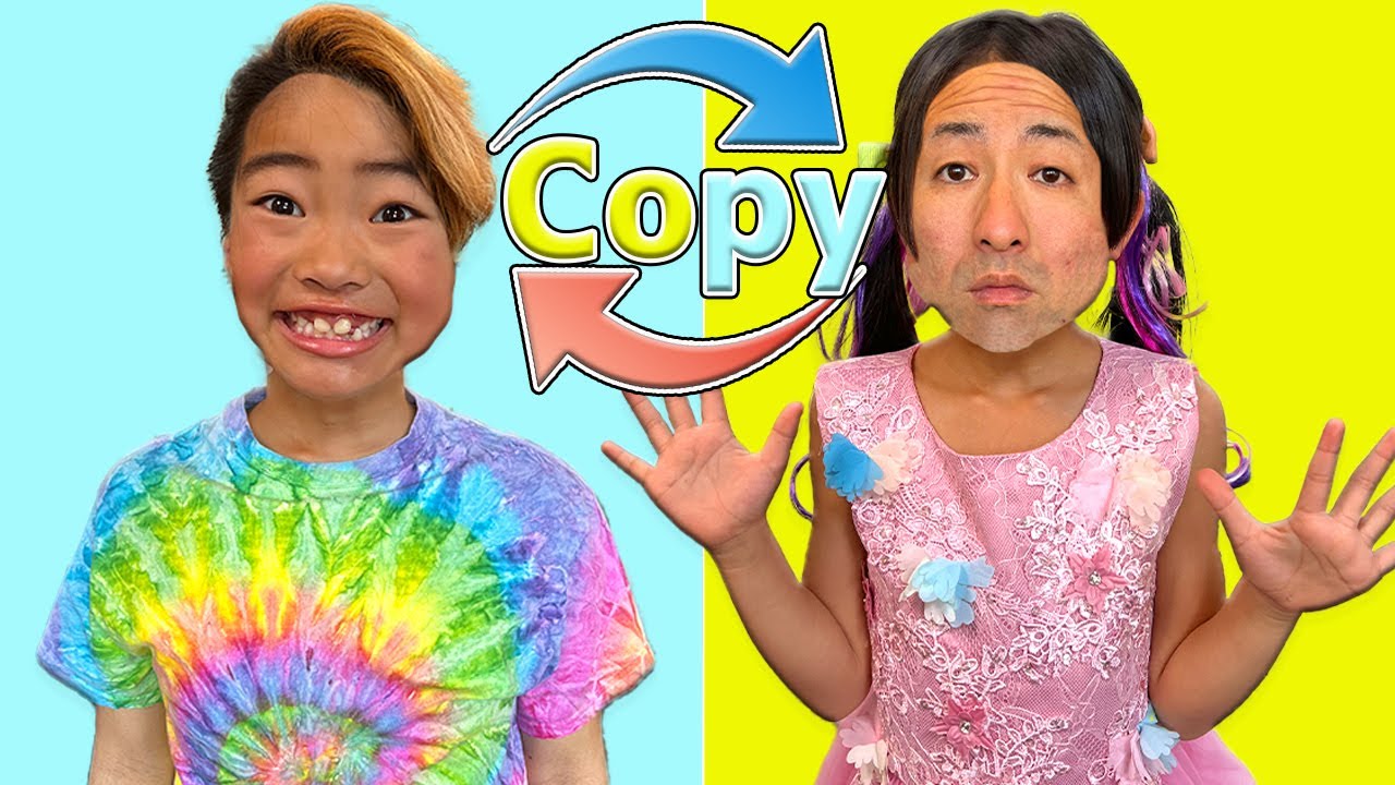 【寸劇】かえであーたんが24時間パパのまねっこチャレンジ！　Kaede and Atan copying dad for 24 hours challenge