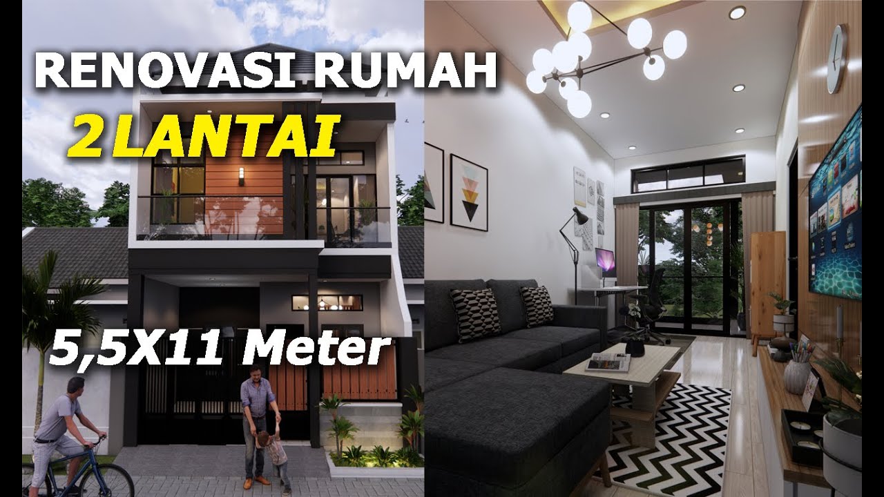 Renovasi Rumah 2 Lantai 5,5 X 11 Meter - 3 Kamar Tidur