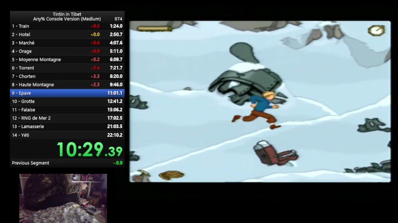 Speedrun Tintin au Tibet - Moyen - 21min45s - Super Nintendo Console