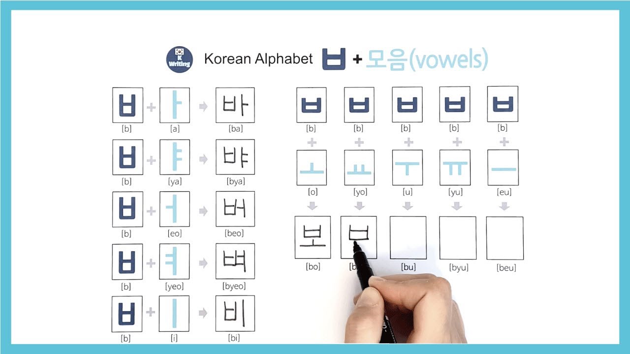 Learn Korean alphabet for beginners 'ㅂ' 한글결합 배우기