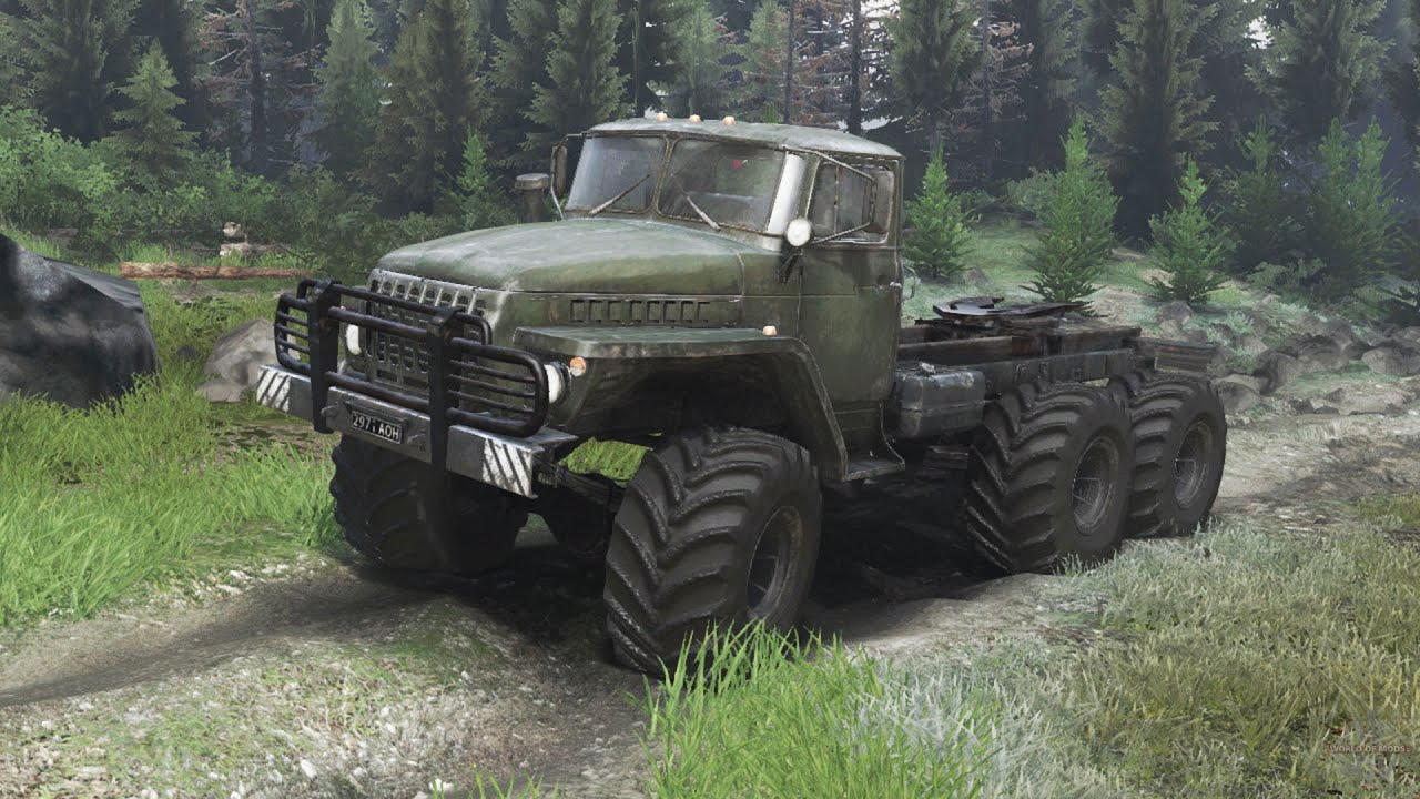 Spintires | Ural 4320 Camión Ruso | Cargando troncos por el bosque! Sacamos la artillería pesada