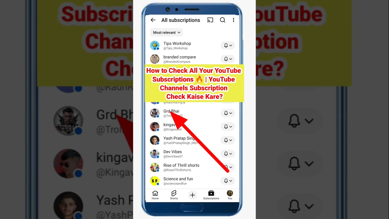 How to Check All Your YouTube Subscriptions | YouTube Channels Subscription Check Kaise Kare #shorts