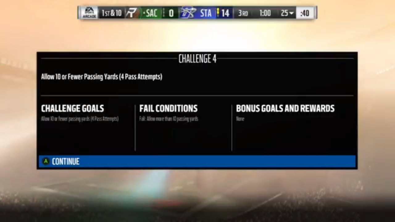 Madden 18 Ultimate Team Week 13 Heroic Boss Battle Challenge 4 Allow 10 or Fewer Yards 4 Attempts