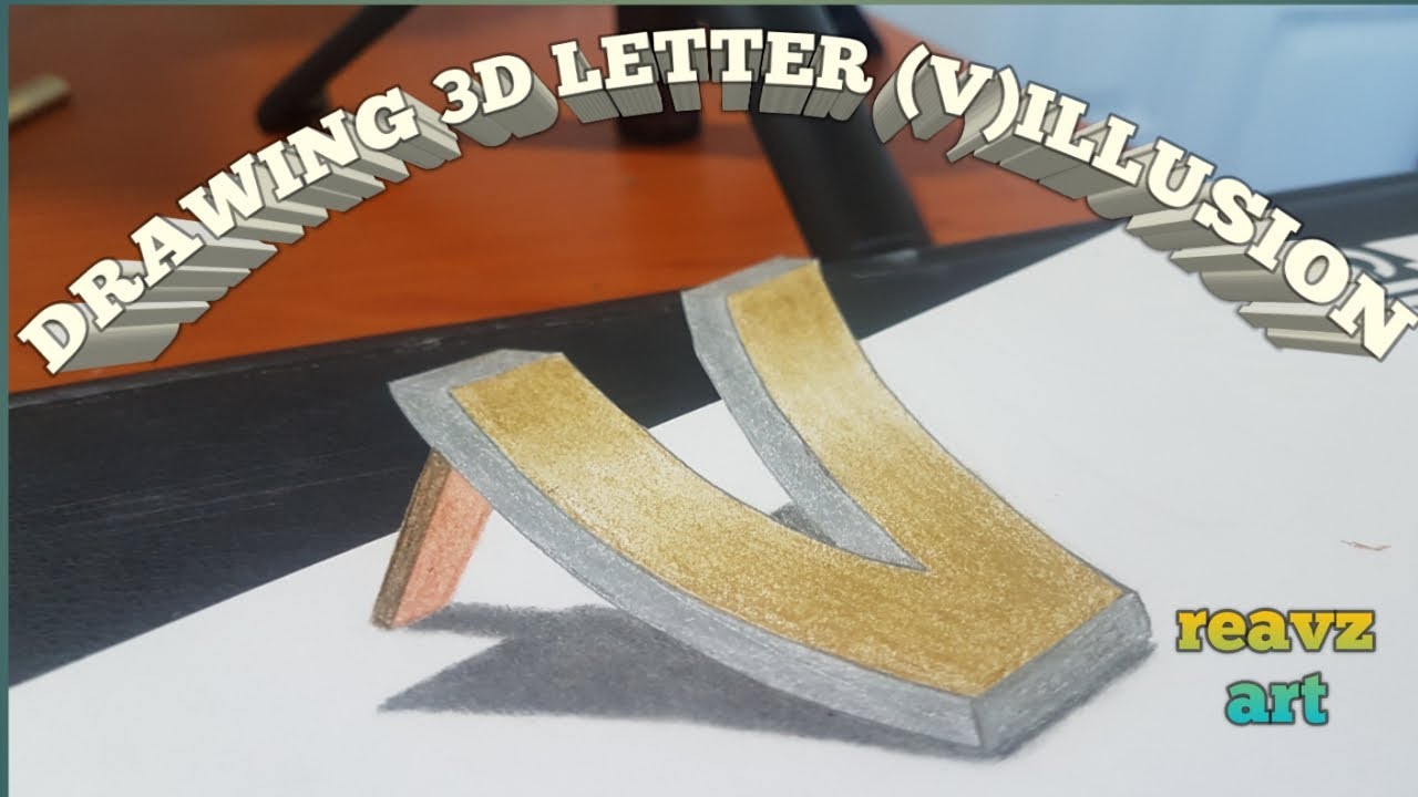 DRAWING 3D LETTER (V)ILLUSION
