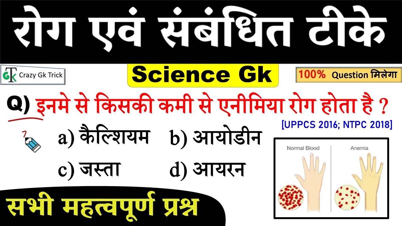Science Gk : रोग एवं सम्बंधित टीके | Science Most Important Questions | Science Disease Quiz |