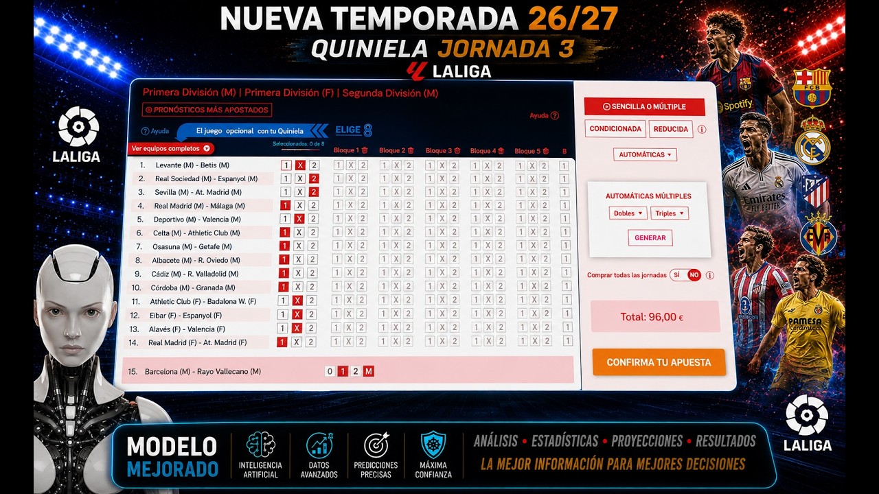 Quiniela Jornada 3: Predicciones ⚔️ (con Liga F)