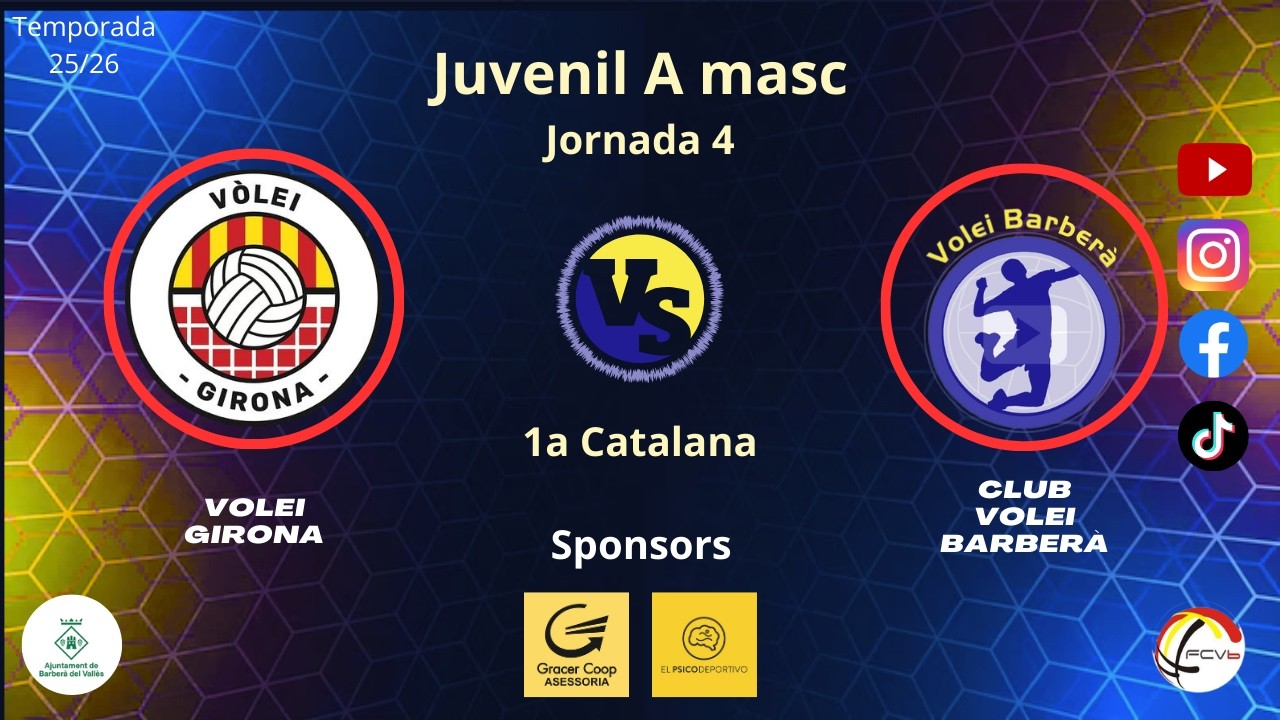 Cv Girona vs Cv Barberà, juvenil A masculí, J4, 21/2/26, 1a catalana 2a fase, #Aymibarberà!!