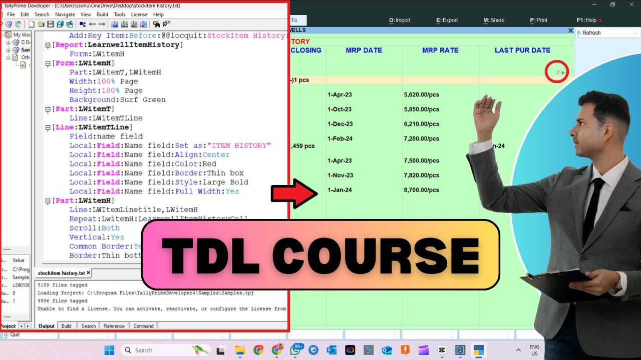ITEM HISTORY AND MRP EXPLODE | Tally TDL Course | Tally TDL Programming