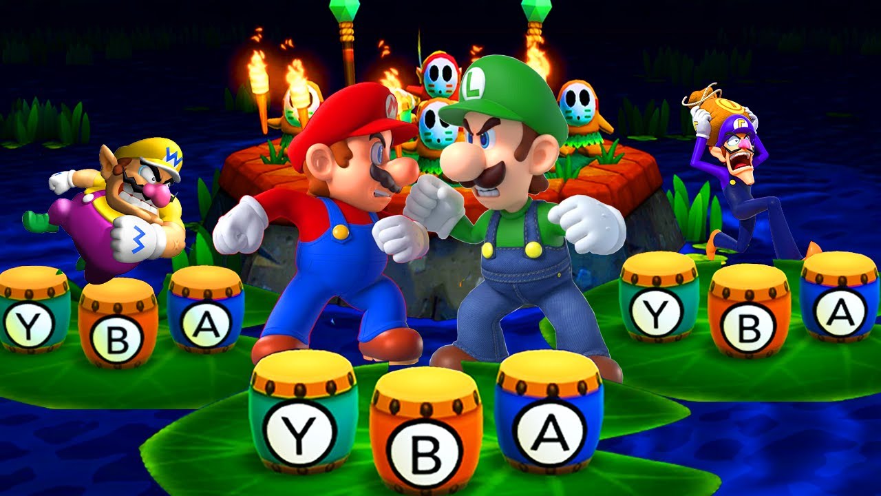 Mario Party The Top 100 - Boys' Rivalry Battle - Luiigi vs Waluigi vs Maario vs Wario