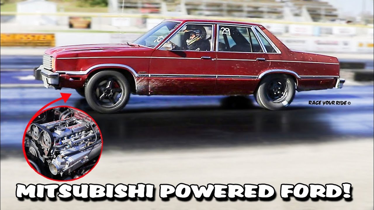 MEET SCARLET! 4G63 MITSUBISHI POWERED RWD FORD FAIRMONT FUTURA! BYRON DRAGWAY!