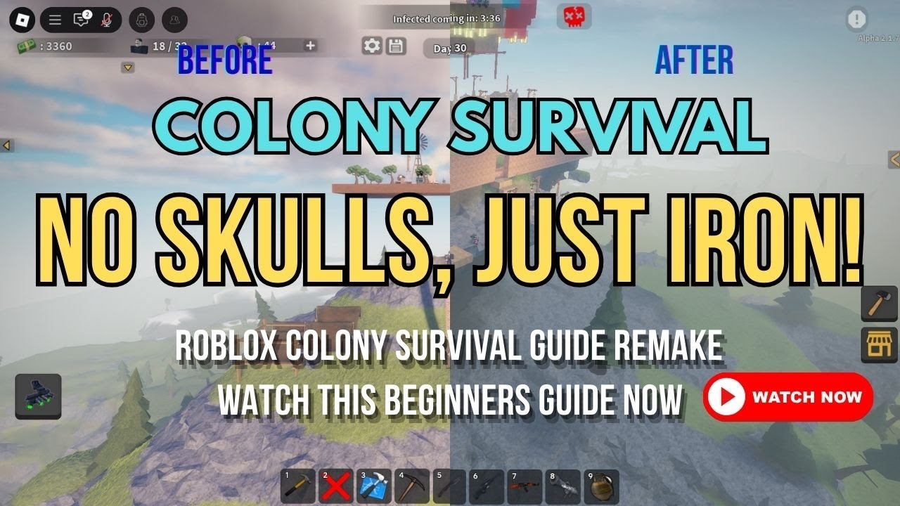 No Skulls | REMAKE | 2 Players | Roblox Colony Survival Hard Mode beginner's guide and tutorial