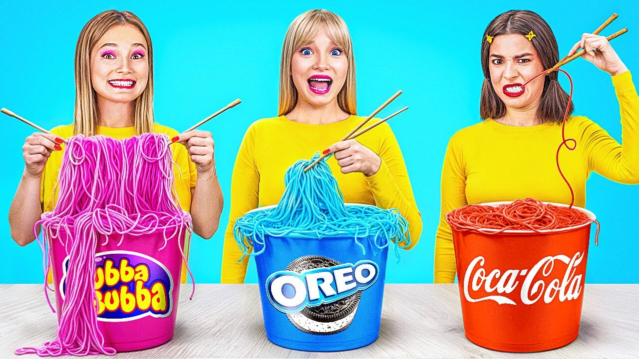 ¡Reto de Comer Solo 1 Color por 24 Horas! El último en dejar de comer pierde por 123 GO!