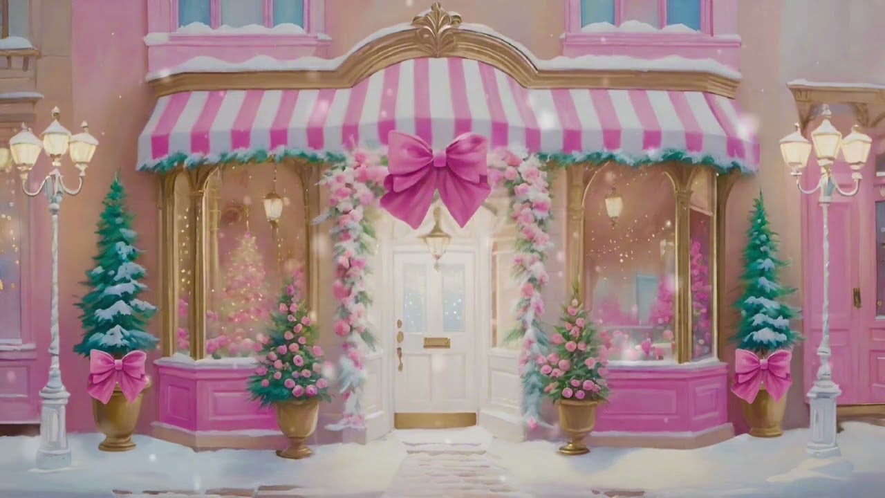 Animated, Pink Coquette Christmas, Pinkmas, Cozy Snow Ambience, Holiday Screensaver, Winter TV Art