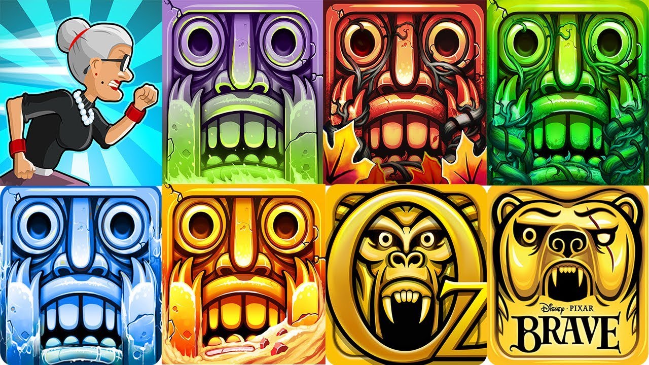 Angry Gran Run VS Temple Run 2 VS Temple Run Oz VS Temple Run Brave