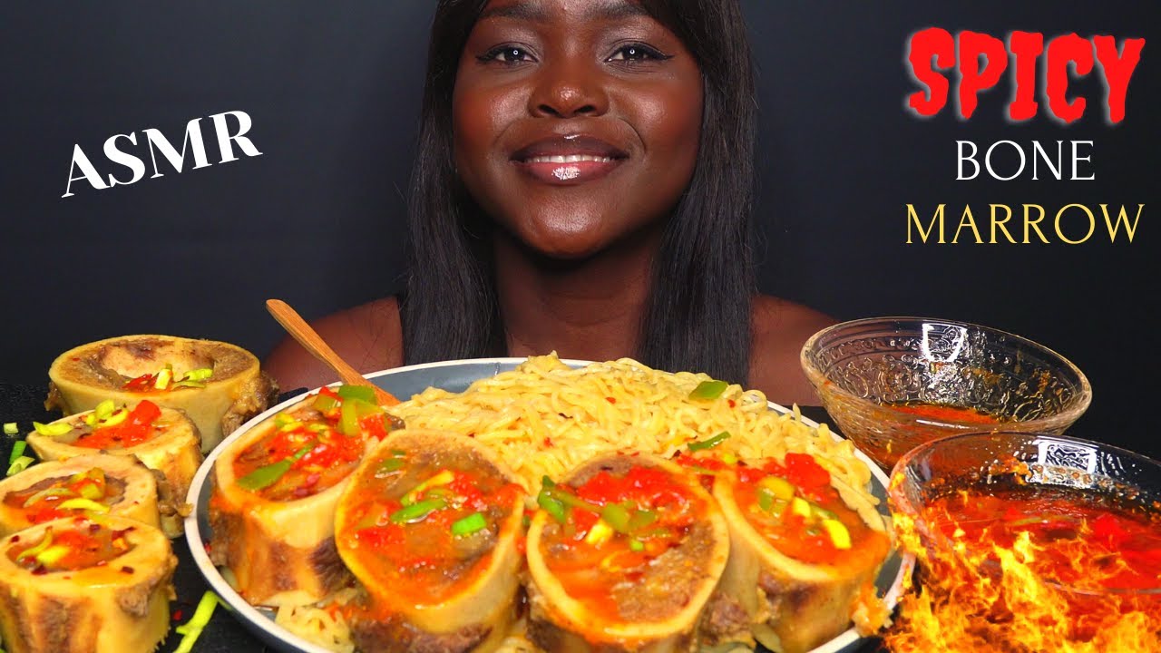 ASMR BONE MARROW & NOODLES MUKBANG (MESSY eating/ Whispering) |Eating & SLURPING Sounds| Vikky ASMR