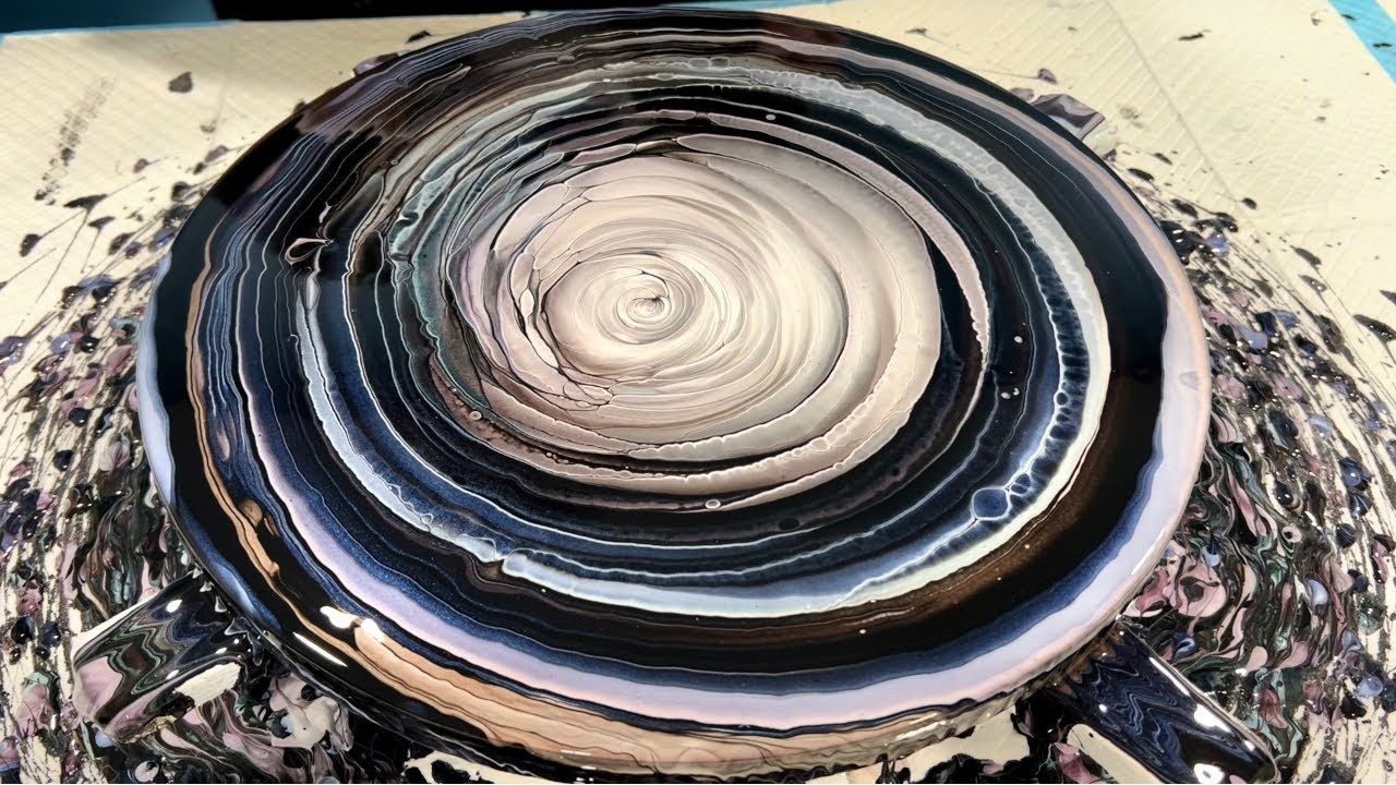 #239 A Soft & Shimmery Fluid Acrylic BLACK Cloud Pour with Amsterdam Pearl Paints