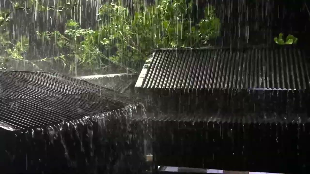 Overcoming the Sleepless Nights with Powerful Rain & Chaotic Thunder on Fragile Tin Roof at Night